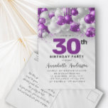 Cartão Postal Balão de Prata Violeta Roxo Qualquer Idade Anivers<br><div class="desc">Clareta Violeta Violeta Roxo-Roxo-Moderna Espalha-se Todo Convite De Aniversário</div>