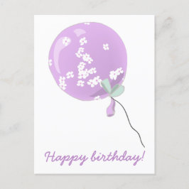Cartão Postal Balão Floral Roxo Fofo - Aniversário de Crianças