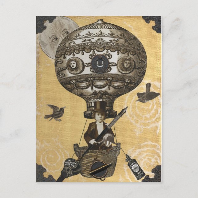 Cartão Postal Balão Steampunk (Frente)