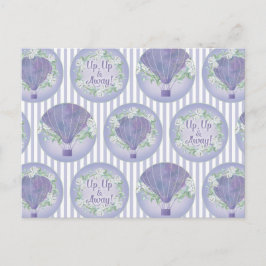 Cartão Postal Balão Vermelho-Violeta de Ar Quente - Listras Lilá