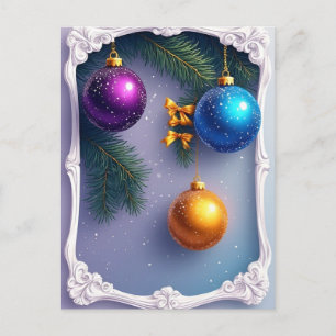 Cartão Postal Balas de Natal Festivas e Sucursais de Pinheiro