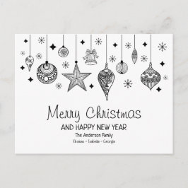 Cartão Postal Balas de Natal Pretas e Brancas Personalizadas