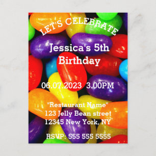 Cartão Postal Balas Jelly Beans 5º Aniversário Doce Colorido Cri