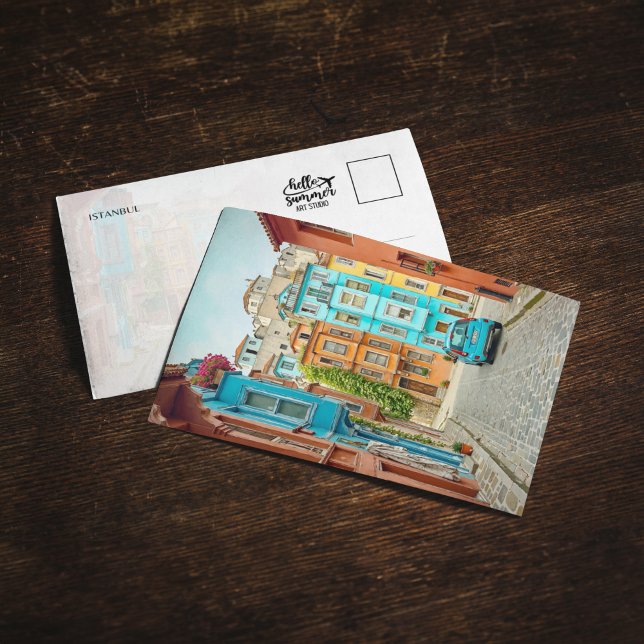 Cartão postal Balat Istambul Turquia Watercolor (Criador carregado)