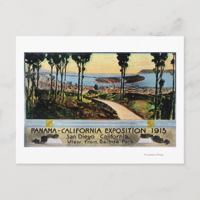 Cartão Postal Balboa Park View of City, Panamá-CA Expo (Frente)