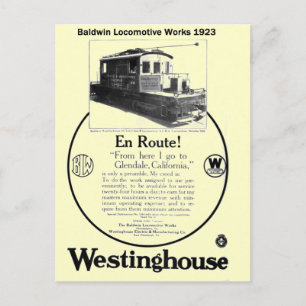 Cartão postal Baldwin-Westinghouse Locomotive 192