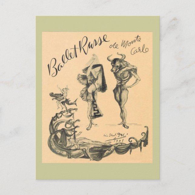 Cartão Postal Balé Russe de Monte Carlo (Frente)