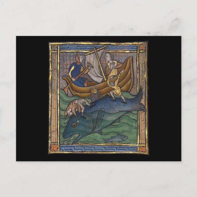 Cartão Postal Baleia Bestiária Medieval c. 1270 (Frente)