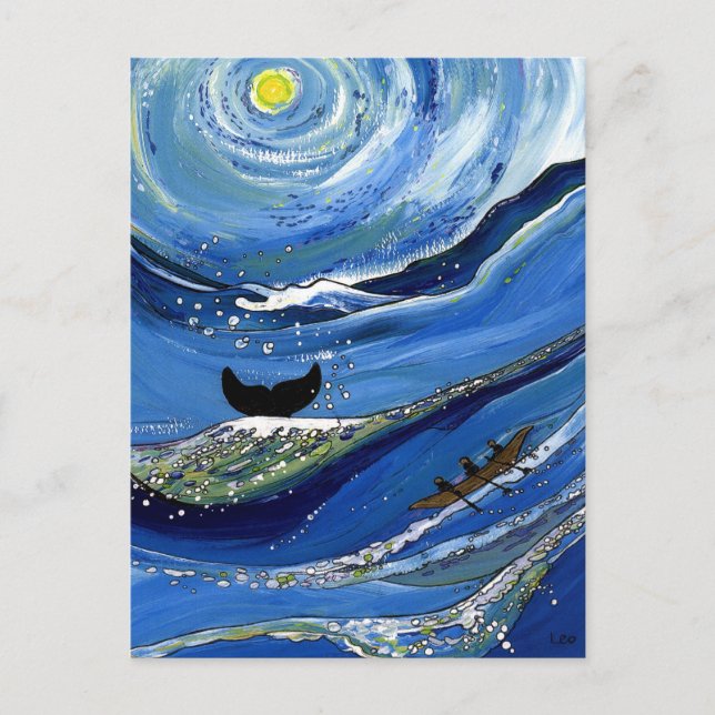 Cartão Postal Baleia com Barco (Frente)