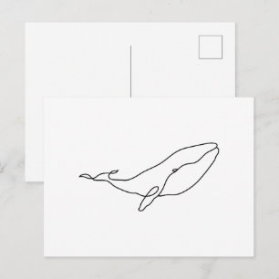 Cartão Postal Baleia, ilustração de arte linear