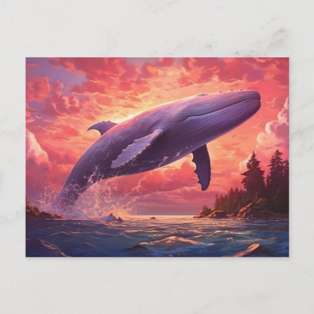 Cartão Postal Baleia no céu pastel Pequeno (Frente)
