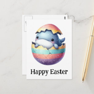 Cartão Postal Baleia-Páscoa doce e engraçada