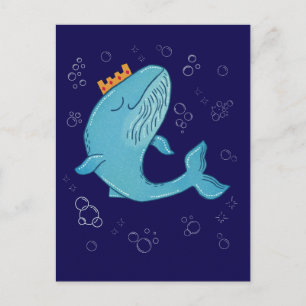 Cartão Postal Baleia Rei com Coroa   Arte Popular Oceânica Capri