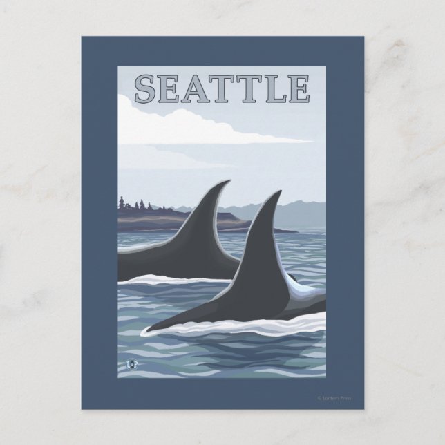 Cartão Postal Baleias #1 da orca - Seattle, Washington (Frente)