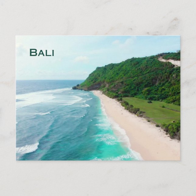 Cartão Postal Bali, Indonésia, Linda praia branca de areia (Frente)