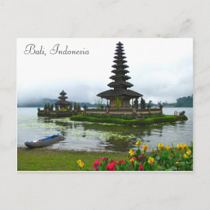 Cartão Postal Bali, Indonésia - Pura Ulun Danu, Lago Bratan