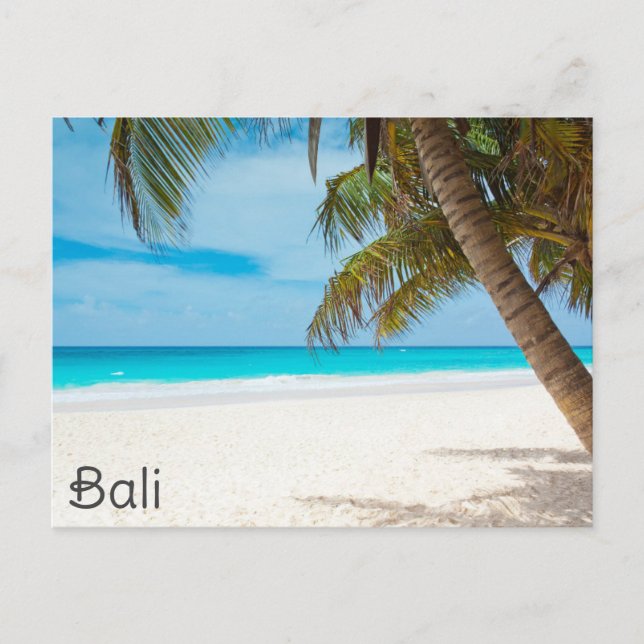 Cartão Postal Bali Indonesia Tropical Beach Palm Viagem (Frente)