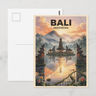Cartão Postal Bali Indonésia Viagem Vintage