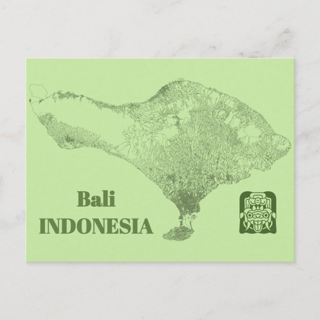 Cartão Postal Bali Map (Frente)