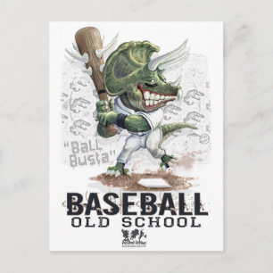 Cartão Postal Ball Busta Gear do Baseball Dinosaur
