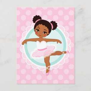 Cartão Postal Ballerina Afro-Americana - Dançarina Balé Rosa