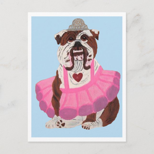 Cartão Postal Ballerina Bulldog (Frente)