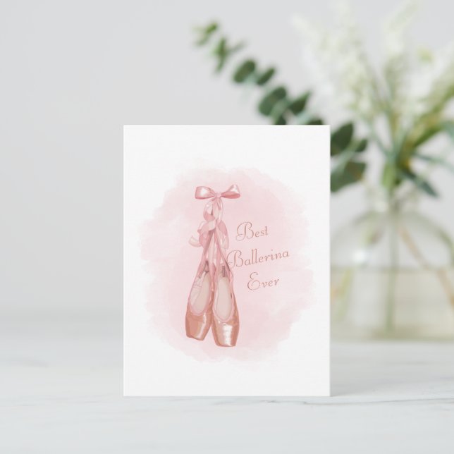 Cartão Postal Ballerina Calçados Pink Pastel Pensado (Em pé/Frente)