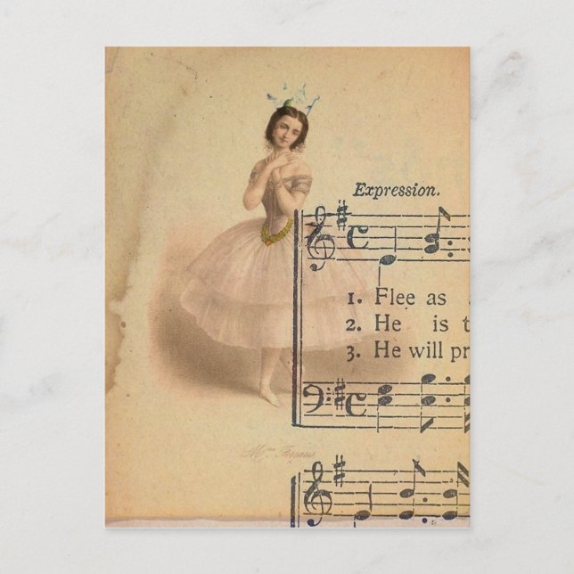 Cartão Postal Ballerina Collage (Frente)