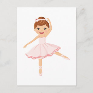 Cartão Postal Ballerina Dancer com cabelo castanho