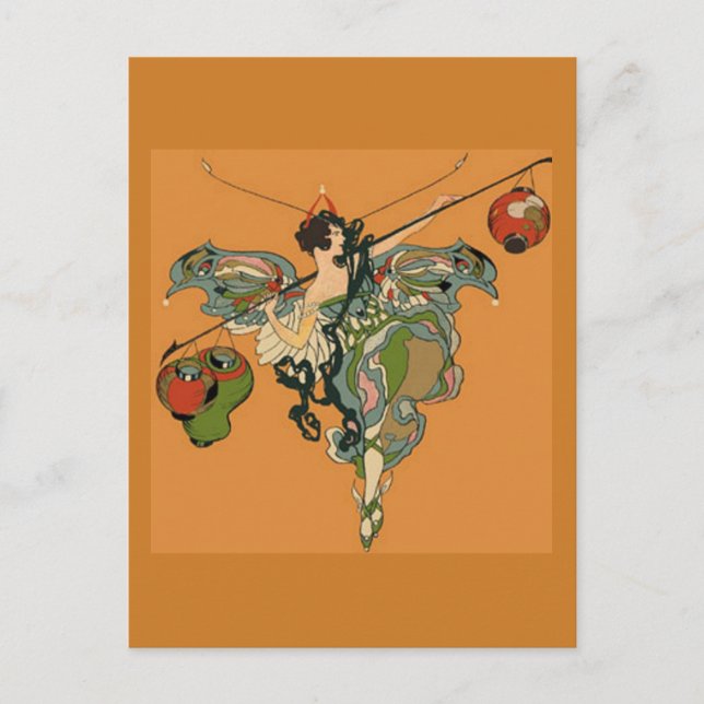 Cartão Postal Ballerina Faerie com Lanternas (Frente)
