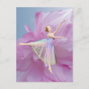 Cartão Postal Ballerina no Cartão-postal rosa e azul