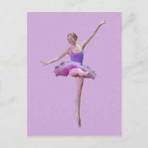 Cartão Postal Ballerina no Cartão-postal rosa e roxo