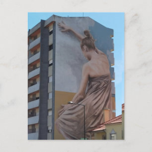 Cartão Postal ballerina painting wall building city ballerina