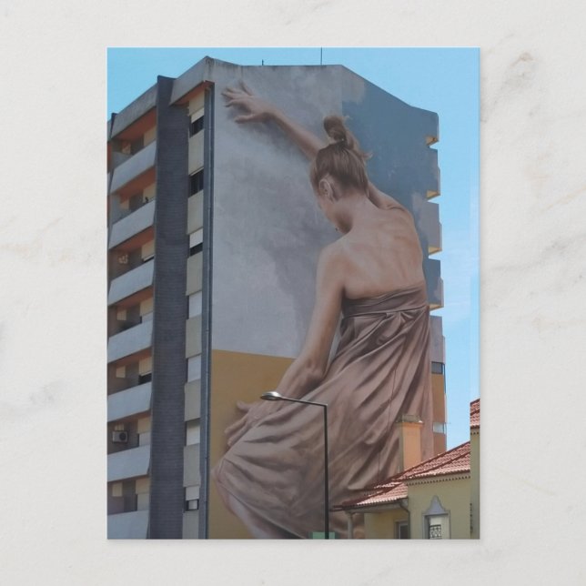 Cartão Postal ballerina painting wall building city ballerina (Frente)