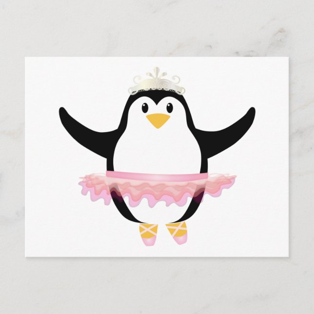 Cartão Postal Ballerina Penguin (Frente)