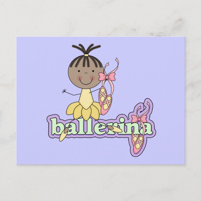 Cartão Postal Ballerina - T-shirts e presentes amarelos (Frente)