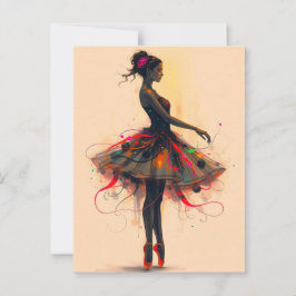 Cartão Postal Ballerina Tanzt in Farbexplosion