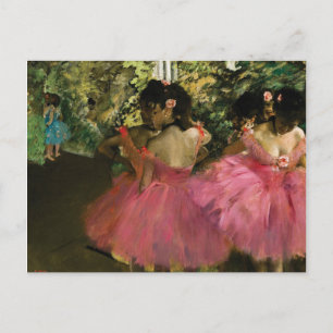 Cartão Postal Ballerinas a rosa por Edgar Degas
