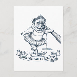 Cartão Postal Ballet de Bulldog Inglês, Cachorro Bailarino Engra