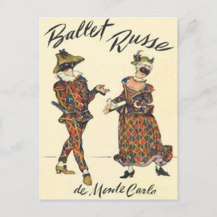 Cartão Postal Ballet Russe Dançarinos de Harlequim