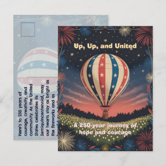 Cartão Postal Balloon Fireworks 1776–2026 Backyard Party Invite!