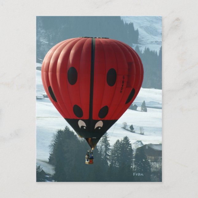 Cartão Postal ballooning com inseto da senhora (Frente)