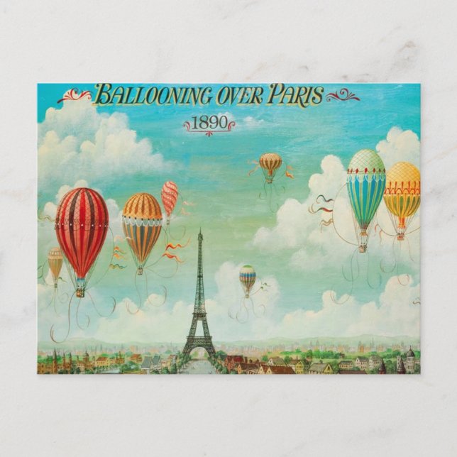 Cartão Postal Ballooning sobre Paris (Frente)