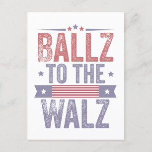 Cartão Postal Ballz para a eleição Walz Harris Waltz 2024