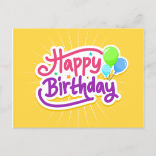 Cartão Postal Balões Brilhantes Feliz Aniversário