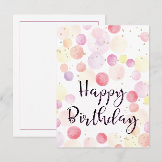 Cartão Postal Balões Coloridos Feliz Aniversário Rosa  (Frente/Verso)