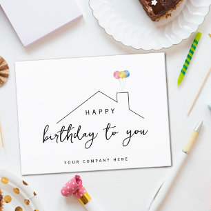 Cartão Postal Balões da Casa de Realty de Aniversário Feliz