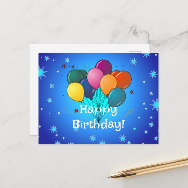 Cartão Postal Balões de Aniversário (Frente/Verso In Situ)