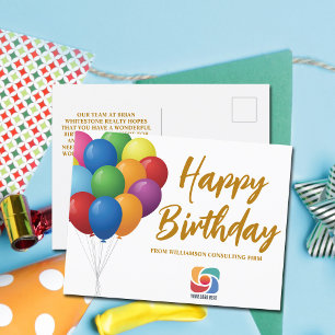 Cartão Postal Balões de Aniversário Chic Empresa Personalizada