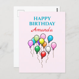 Cartão Postal Balões de Aniversário Coloridos